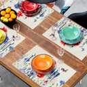 4th of July Placemats Set of 4 Red Blue Floral Patriotic Washable Non-Slip Heat Resistant Place Mats America Memorial Day Independence Day Table Mats 12x18 Inch