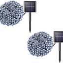 2 Pack 200 LED Solar String Lights, 85.2ft 8 Modes Solar String Lights for Outside, Waterproof and Solar Powered Outdoor String Lights for Holiday Christmas Yard Garden Tree Wedding Party (Cold White)