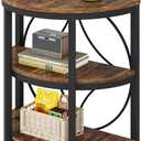 LITTLE TREE Half Round End Table, 3-Tier Narrow Side Table with Metal Frame, Half Circle Table, Half Moon Small Coffee Accent Table Bedside Table for Living Room, Bedroom (23.62 D x 11.81 W x 25.98 H Inch, Rustic Brown (1 Pc))