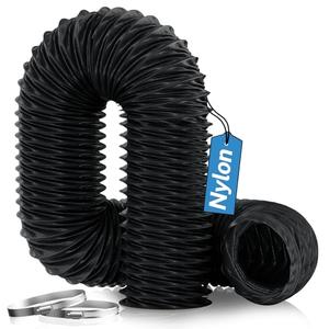 Hon&Guan Diesel Heater Ducting 3" x 16FT, Nylon Flexible Duct Hose, Heavy Duty Hose for Diesel Heater, 3D Printer, Laser Machine, Dryer Vent, RV, Boat Blower, Black