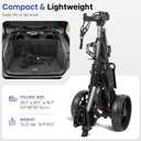 findway Golf Push Cart 3 Wheel, Foldable 360° Swivel Front Wheel Golf Bag Cart, Lightweight Golf Pull Cart with Foot Brake, Adjustable Handle, Storage Bag, Umbrella & Drink Holder