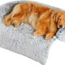 Codi Large Calming Dog Bed for Couch  Anti-Anxiety Sofa Protector Mat for XL Dogs, 45''x37''x6'', Machine Washable, Fluffy & Cozy with Non-Slip Bottom, Light Grey