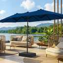 SUPERJARE 13FT Outdoor Patio Umbrella with Base Included, Double Sided Pool Umbrellas with Fade Resistant Canopy, Large Table Umbrella for Deck, Market, Backyard - Navy Blue