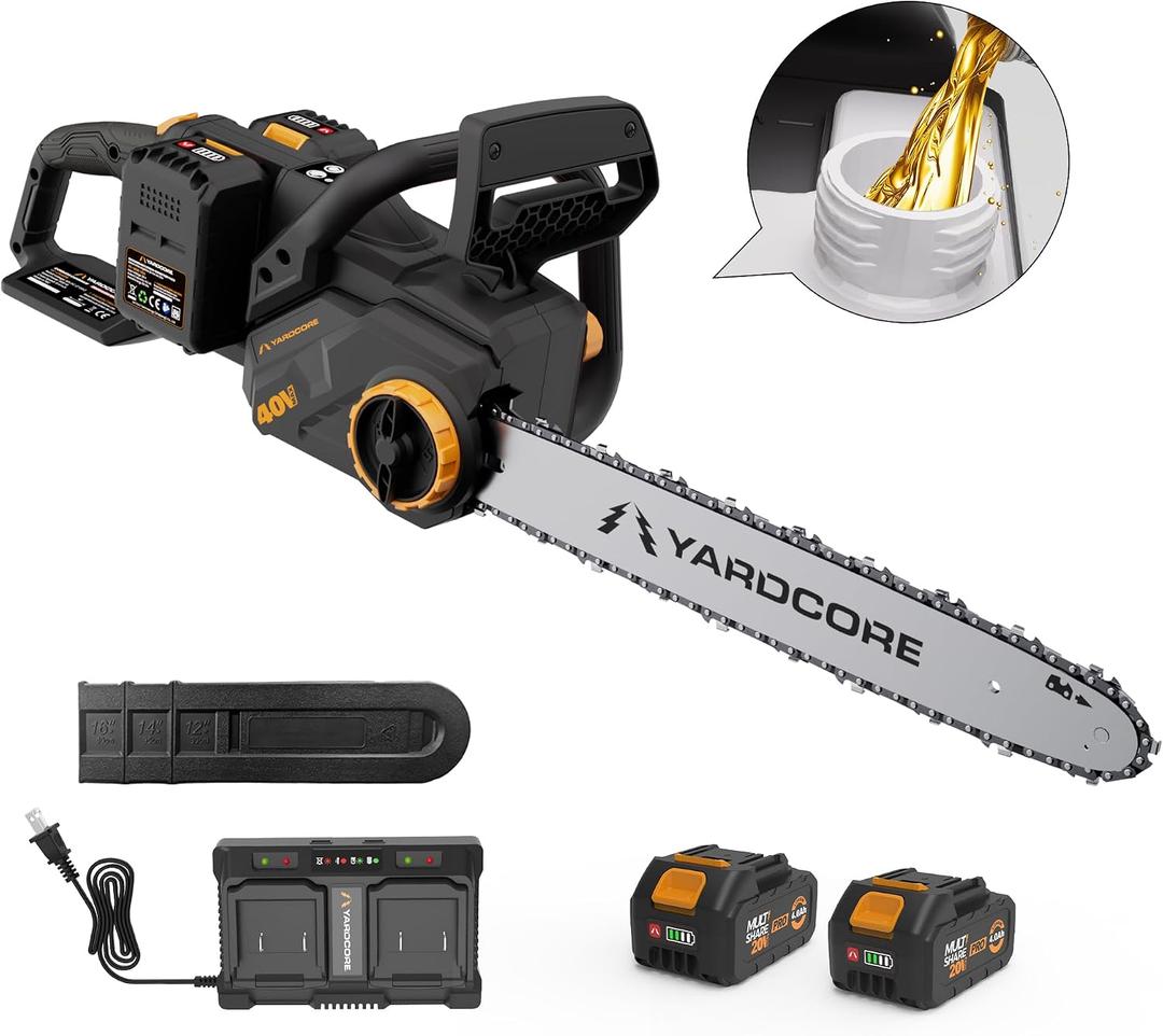40V Brushless Cordless 16 Inch Chainsaw with 24.0Ah Batteries | Power Chainsaw Tool Free Chain Tension Auto Oiling System Chain Brake for Tree Trimming Wood Cutting