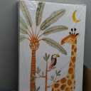 B.B.F MAKE Whimsical Framed Canvas Wall Art Kids Room Decor Giraffe and Tropical Bird Poster Print Jungle Safari Oil Painting Vintage Animal Artwork for Nursery Bedroom Wall Home Decoration, 11x14inch (11L" x 14W")