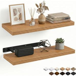 31.5in Floating Shelves for Wall, Wall Mounted Shelves for Decor Storage Set of 2, Floating Shelf for Bedroom, Bathroom, Living Room and KitchenBeech