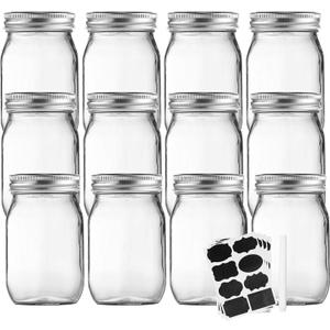 Accguan Mason Jars 16 oz With Regular Lids and Bands, Ideal for Jam, Honey, Wedding Favors, Shower Favors, DIY Magnetic Spice Jars, 12 PACK, 16 Labels Included Accguan Mason Jars 16 oz With Regular Lids and Bands, Ideal for Jam, Honey, Wedding Favors, Shower Favors, DIY Magnetic Spice Jars, 12 PACK, 16 Labels Included