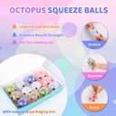 24 Pack Octopus Stress Balls Set for Kids Adults, Cute Squishy Squeeze Fidget Toys for Anxiety Stress Relief, Perfect Party Favors Easter Basket Stuffers Birthday Gifts