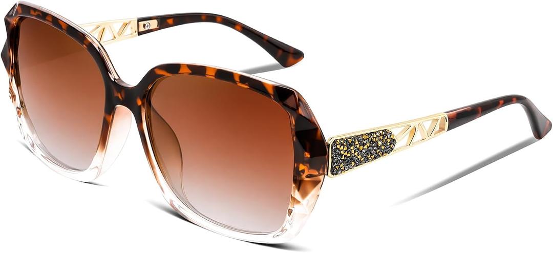 FEISEDY Polarized Women Square Sunglasses Sparkling Composite Shiny Frame B2289