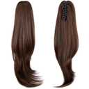 Brown ponytail extension,20" clip ponytail hair extensions ponytail curly claw hair ponytailExtension Natural Looking Synthetic Hairpiece for Women