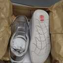 FitFlop Womens Rtg Leather Laceless Sneakers (8, Silver)