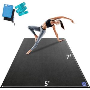 MRO Extra Large Yoga Mat, 12'x6'/9'x6'/7'x5'/6'x4' (9MM) Extra Wide and Thick Exercise Mats for Home Gym Workout, Non-Slip, Soft for Women and Men Fitness, Ideal for Barefoot Yoga, Pilates, stretching (Black)
