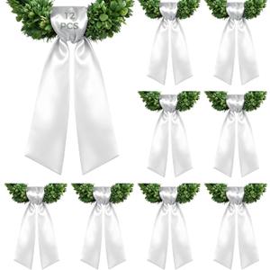 12PCS Wreath Sash for Front Door, 59.1'' Blank Wreath Sash Accessories Embroidery Plain Blanks for Embroidery Monogram Party Farmhouse Indoor Outdoor Wedding Decor