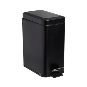 SIMPLEMADE Rectangle Step Trash Can - 5 Liter / 1.3 Gallon - Small with Lid, Stainless Steel for Bathroom | Office | Garbage | Metal Wastebasket (Black)