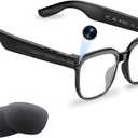 AI Smart Glasses with Camera and Audio, 8MP HD Camera Glasses for Men Women,1080P Video Recording Sunglasses,Real Time Translation,Voice Assistant, Open-Ear Audio for Travel, Meetings & Vlogging (Black)