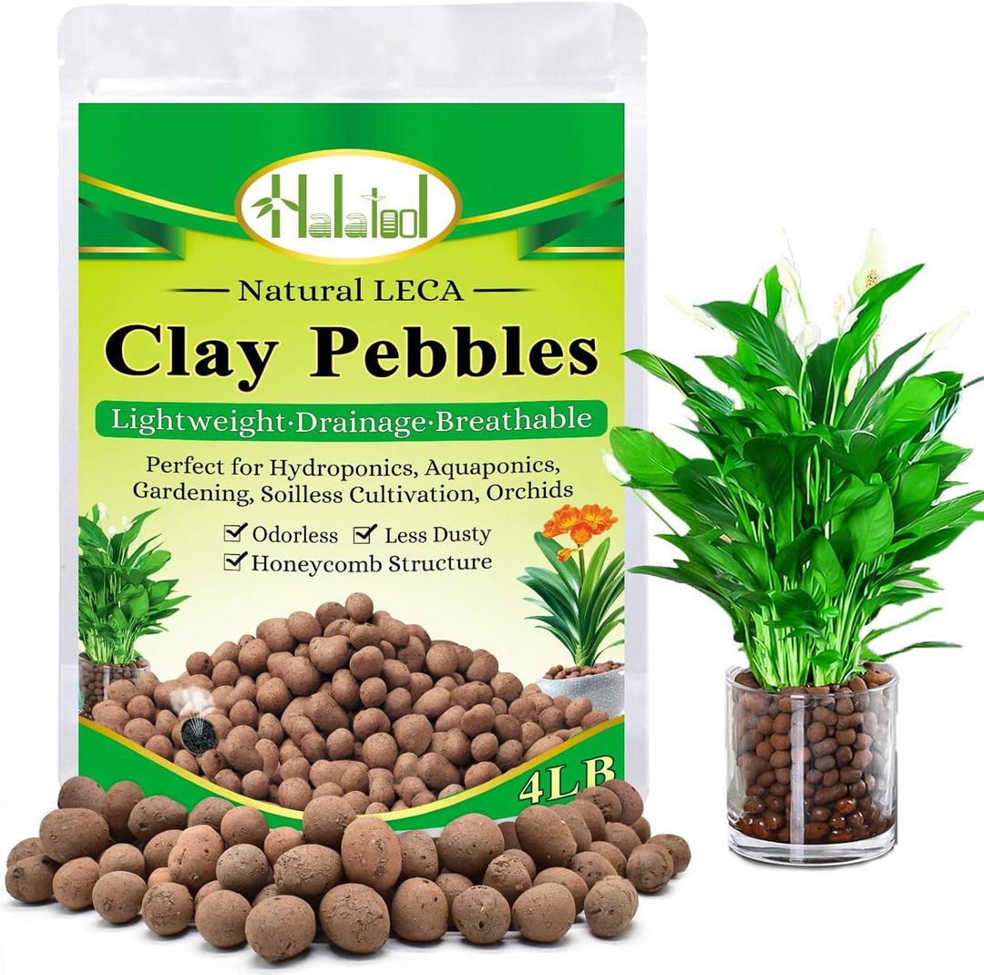 Halatool 4LB Leca Clay Pebbles for Plants 4mm-16mm Lightweight Clay Balls Hydro Balls for Aquarium Potted Plants Hydroponic Growing Gardening Orchids Drainage Decoration Aquaponics