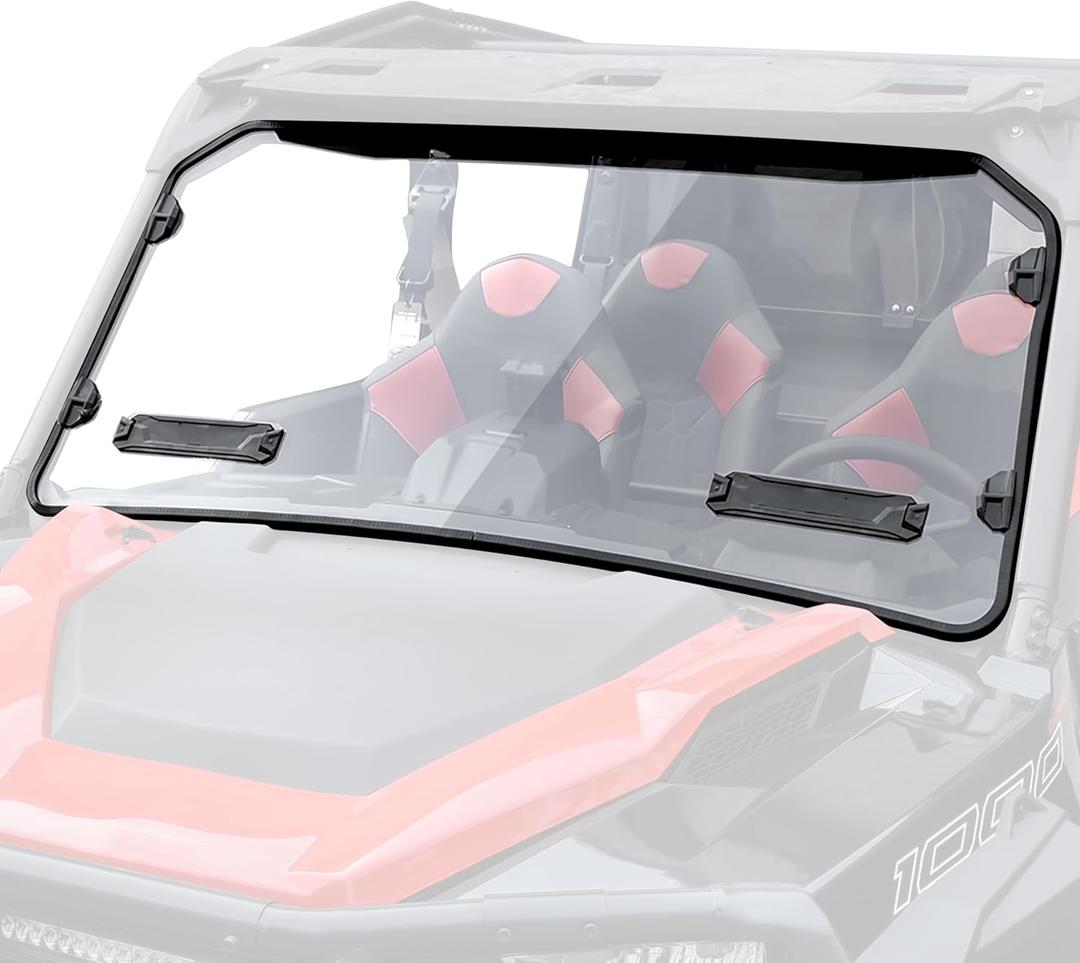 SAUTVS Front Full Windshield for Polaris General 1000/General XP 1000/4 2016-2025, Clear Hard Coat Scratch-Resistant Poly Vented Front Windshield Accessories, Replace #2884337