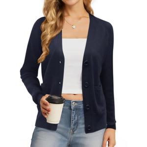 Urban CoCo Women's Long Sleeve Cropped Cardigan Sweater Button Down V Neck Knit Sweaters with Pockets (Medium) Urban CoCo Women's Long Sleeve Cropped Cardigan Sweater Button Down V Neck Knit Sweaters with Pockets (Medium)