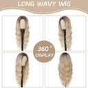 Blonde Wig for Women Long Wavy Blonde Wig Middle Part 26 Inch Wigs Heat Resistant Synthetic Wig for Daily Use