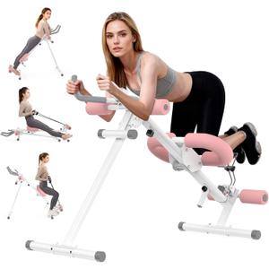 Foldable Ab Machine, 5-in-1 Adjustable Ab Trainer for Home Gym, Full-Body Core Workout Equipment with 10 Length Levels, LED Display & Silent Rollers | Sit-Up & Rowing Machine for Abs Sculpting