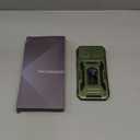 DEERLAMN Case for iPhone 15 with Slide Camera Cover + Screen Protector (2 Packs), Rotated Ring Kickstand Military Grade Shockproof Protective Cover-Olive Green