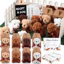 84 Pcs Adopt a Pet Party Supplies 24 Mini Animals 10 White Plastic Fence 24 Paper Gift Boxes 24 Adoption Cards with Mini Chalkboard and Artificial Lawn(Puppy)