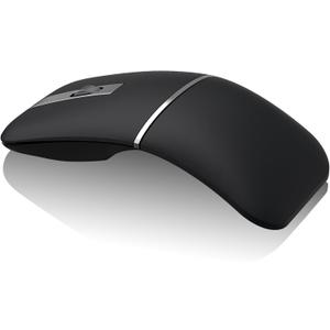 Bluetooth Travel Mouse Arc Wireless Mouse, Slim Silent Portable Curved Rechargeable Dual Mode Mouse(BT+2.4G), Metal Roller, Thin USB Optical Computer Mice for Laptop PC Mac iPad Tablet - Black
