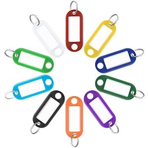 Uniclife 36 Pack Tough Plastic Key Tags with Split Ring Label Window, Assorted Colors