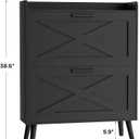 Homleke 32" W Farmhouse Shoe Storage Cabinet with 2 Flip Drawers and Barn Door Design, Adjustable Shelves, Modern Hidden Slim Narrow Shoe Rack Cabinet for Entryway, Foyer, Hallway, Living Room, Black
