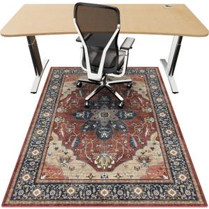 36"x48" Office Chair Mat for Hardwood, Under Desk Chair Mat for Home Office, Anti-Slip Office Rugs for Rolling Chairs, Floor Protector Washable Rugs Rust Red