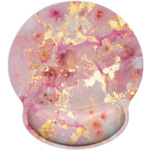 ITNRSIIET Ergonomic Mouse Pad with Wrist Support Wrist Rest Smooth Surface Non-Slip Rubber Base Comfortable Office Supplies Pain Relief, 9.8 x 9.1 inches, Pink Gold Abstract