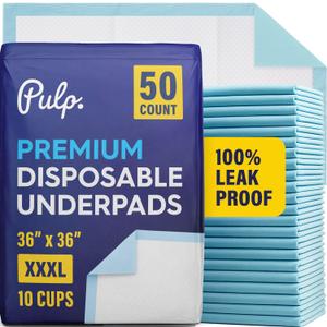 50 x PULP Incontinence Underpads 36" x 36" | XXXL Bed Pads Disposable Adult | Super Absorbency Chux Pads for Adults, Children & Babies | Incontinence Bed Pads & Pee Pads | FSA & HSA Eligible