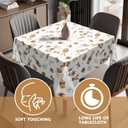 Happy Easter Tablecloth Square 54x54 Inch Easter Eggs Bunny Carrots Table Cloth,Stain Resistance Polyester Spring Rabbits Brown Table Covers for Kitchen Dining,Small Tablecloths for Party Picnic