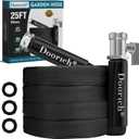 Garden Hose, Lightweight, Ultra Flexible, Durable, Kink-Free Water Hose with Valve - Made of TPU, Drinking Water Safe Material, Non-Shrinking, Easy to Store, All-Weather, Black (25 FT)