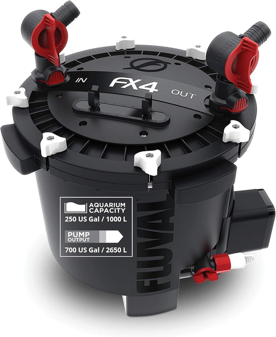 Fluval FX4 High Performance Canister Aquarium Filter - Multi-Stage Filtration, Built-In Powered Water Change System, and Basket-In-Basket Tray Design (FX4)