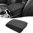 KBH Center Console Armrest Cover for Ford Edge 2015 2016 2017 2018 2019 2020, Vinyl Leather Accessories, Middle Console Lid Protector Cushion Pad, Anti-Scratch, Black