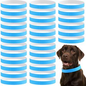 500 Count 20inch Adjustable Paper Dog Collars with Tear Resistant Waterproof Whelping Collars Paper Puppy ID Bands Adhesive Pet Identification Tags for Newborn Dog Cat Hospitals(Blue)