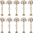 Versatile Metal Flower Arrangement, Candle Holder Stand Set for Wedding Party Dinner Centerpiece Event Restaurant Hotel Decoration (Twist Style, 10 x L) (Gold)