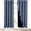 NICETOWN Full Shade Curtain Panels 72 inches Long, Pair of Energy Smart & Noise Blocking Out Blackout Drapes for Guest Room Window, Thermal Insulated Lined Window Dressing (Stone Blue, 52x72)