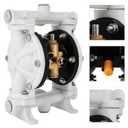 Air Operated Double Diaphragm Pump QBK-15 1/2 inch Outlet 12 GPM Pneumatic Transfer Max 115 PSI Industrial Use for Chemical Waste Oil Dual Diaphragm PTFE Nitrile Rubber by Plastic and Stainless Steel