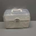 Sooyee Craft Organizers and Storage,Plastic Box with 3-Tier Fold Tray and Handle,Portable Lockable Container for Arts, Crafts,Cosmetic, Sewing, Toy, Washi Tape, Lego,13.4x7.5x8.9 in,Clear/White