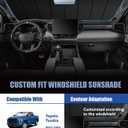 Windshield Sun Shade for Toyota Tundra 2022-2026, Custom-fit Windshield Cover, Keep Vehicle Cool, Protect Dashboard, Foldable Car Window Shades Toyota Tundra Accessories