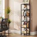 TUTOTAK Bookshelf, 6-Tier Tall Book Shelf, Narrow Bookcase for Small Space, DIY Stackable Bookshelf, for Living Room, Office, Study, Entryway, Industrial, Black BS01BK006 (6-Tier(10.7 x 14.5 x 65.3 Inches))
