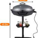 Indoor & Outdoor Electric Grill, Portable BBQ with Non-Stick Baking Pan, 1500W Power & Intelligent Temperature Control, Removable Stand for Balcony Backyard Camping Party, Gray
