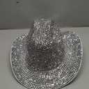 Women Western Rhinestone Cowboy Hat Glitter Cowgirl Hat for Disco Parties Wedding Music Costume Party