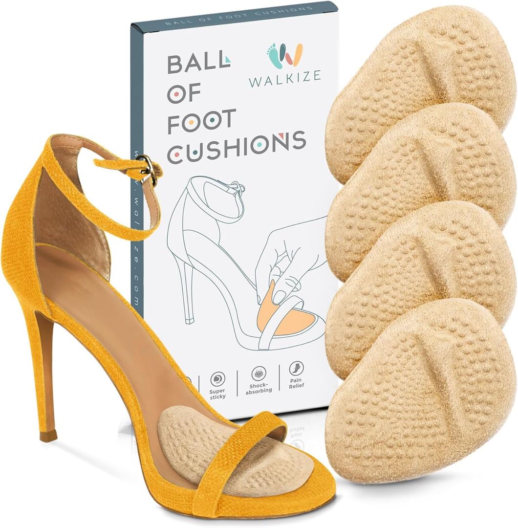 Metatarsal Pads | Ball of Foot Cushions (2 Pairs Foot Pads) All Day Pain Relief and Comfort One Size Fits Shoe Inserts (Beige)