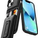 SAMONPOW for iPhone 13 Case / 14 Case Wallet with Card Holder [3 Cards] & Stand Heavy Duty Protective Shockproof Hidden Card Slot Wallet Phone Case for iPhone 13 14 for Women Men, Black