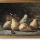 Gold Framed Wall Art Vintage Pear Still Life Canvas Art Farmhouse Fruits Picture Wall Decor Antique Prints Rustic Kitchen Paintings Country Artwork for Bedroom Bathroom Living Room 16x24 Inch