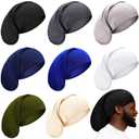 8 Pieces Unisex Dreadlock Cap Dreadlock Spandex Cap Long Hair Dreads Head Wrap Sleep Bonnet Full Cover for Men, 15 x 9 Inch (Assorted Color) (One Size)