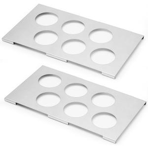 LemonRoad 2 Pack 6 Hole Stainless Steel Squeeze Bottle Template Fits 1/3 Size Food Pan Holds Six 75mm Diameter Bottles for Restaurant Kitchen Sauces Dressings or Condiments Convenient Storage
